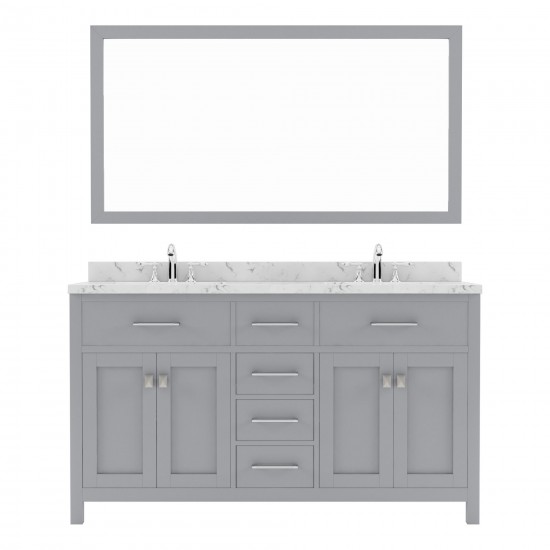 Caroline 60" Double Bath Vanity in Gray, Quartz Top, Sinks, MD-2060-CMRO-GR-001