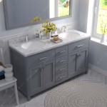 Caroline 60" Double Bath Vanity in Gray, Quartz Top, Sinks, MD-2060-CMRO-GR-001