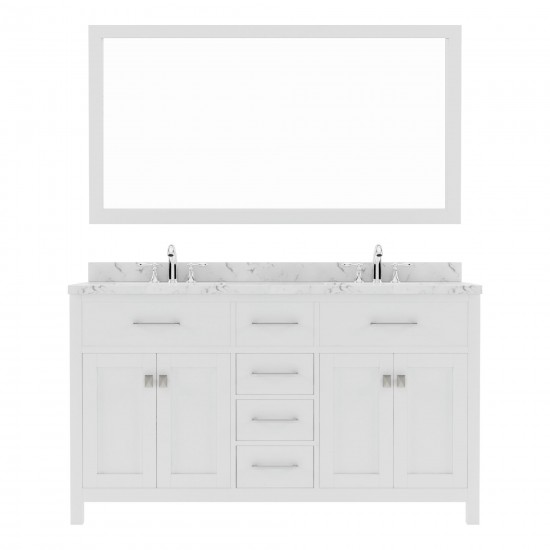 Caroline 60" Double Bath Vanity in White, Quartz Top, Sinks, MD-2060-CMRO-WH