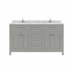 Caroline 60" Double Bath Vanity in Gray, Quartz Top, Sinks, MD-2060-CMSQ-CG-NM
