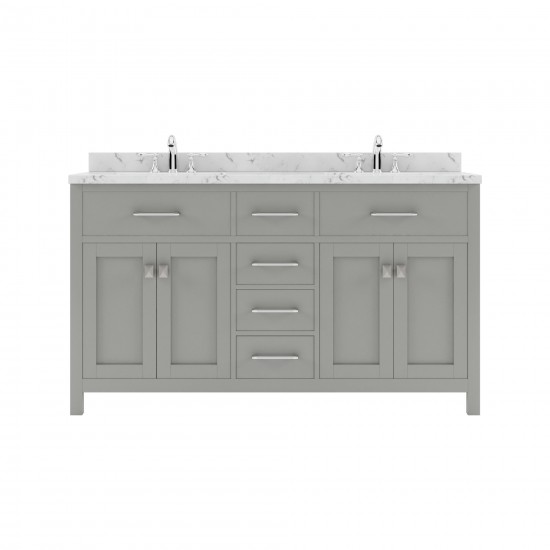 Caroline 60" Double Bath Vanity in Gray, Quartz Top, Sinks, MD-2060-CMSQ-CG-NM