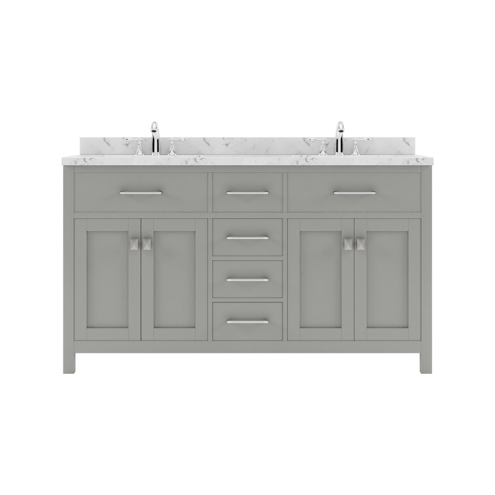 Caroline 60" Double Bath Vanity in Gray, Quartz Top, Sinks, MD-2060-CMSQ-CG-NM