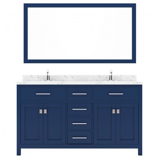 Caroline 60" Bath Vanity in French Blue, Quartz Top, Sinks, MD-2060-CMSQ-FB-001