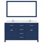 Caroline 60" Bath Vanity in French Blue, Quartz Top, Sinks, MD-2060-CMSQ-FB-002