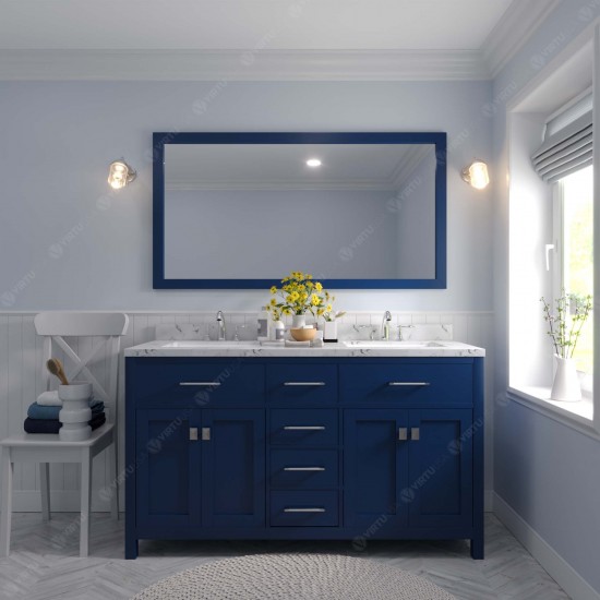 Caroline 60" Bath Vanity in French Blue, Quartz Top, Sinks, MD-2060-CMSQ-FB-002