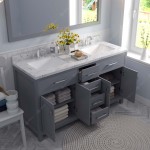 Caroline 60" Double Bath Vanity in Gray, Quartz Top, Sinks, MD-2060-CMSQ-GR-002