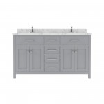 Caroline 60" Double Bath Vanity in Gray, Quartz Top, Sinks, MD-2060-CMSQ-GR-NM