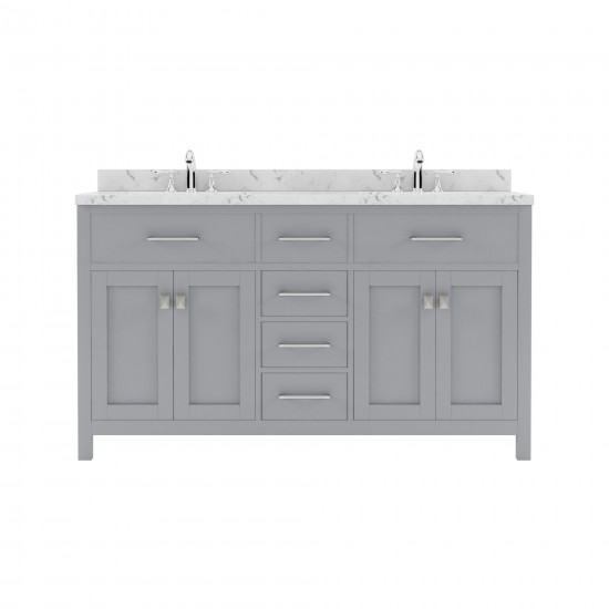 Caroline 60" Double Bath Vanity in Gray, Quartz Top, Sinks, MD-2060-CMSQ-GR-NM