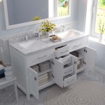 Caroline 60" Double Bath Vanity in White, Quartz Top, Sinks, MD-2060-CMSQ-WH-001