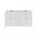 Caroline 60" Double Bath Vanity in White, Quartz Top, Sinks, MD-2060-CMSQ-WH-NM