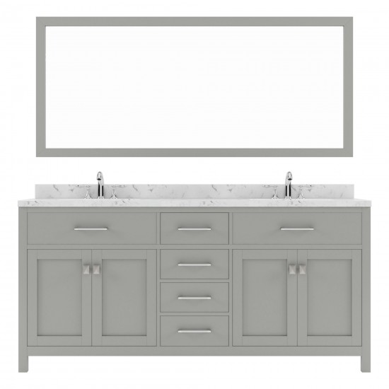 Caroline 72" Double Bath Vanity in Gray, Quartz Top, Sinks, MD-2072-CMRO-CG-001