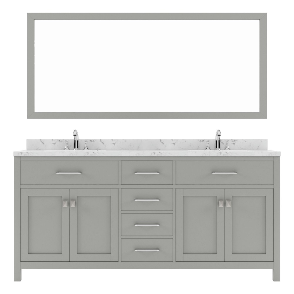 Caroline 72" Double Bath Vanity in Gray, Quartz Top, Sinks, MD-2072-CMRO-CG-001
