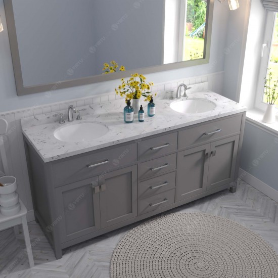 Caroline 72" Double Bath Vanity in Gray, Quartz Top, Sinks, MD-2072-CMRO-CG-001