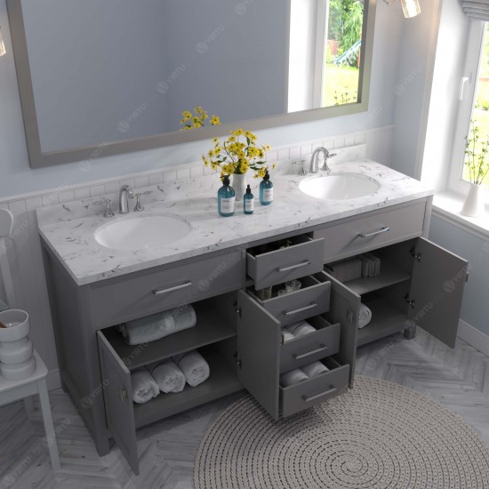 Caroline 72" Double Bath Vanity in Gray, Quartz Top, Sinks, MD-2072-CMRO-CG-001