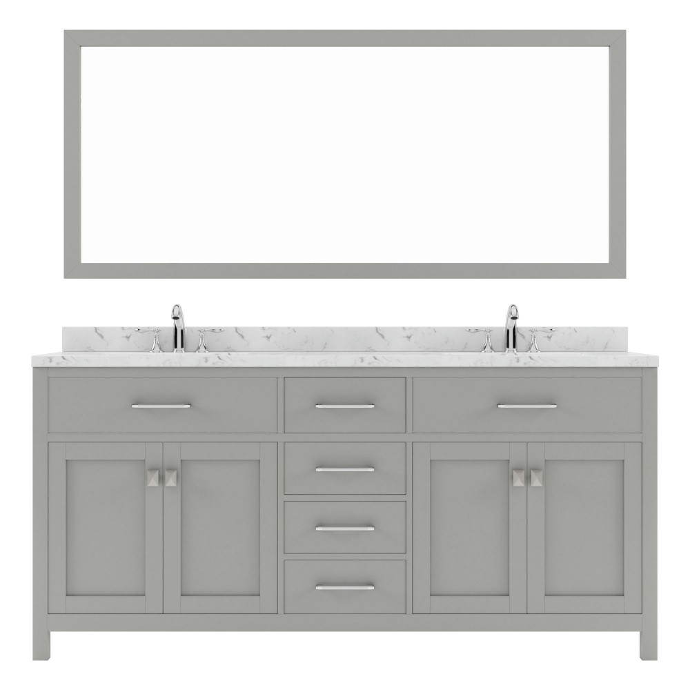 Caroline 72" Double Bath Vanity in Gray, Quartz Top, Sinks, MD-2072-CMRO-CG-002