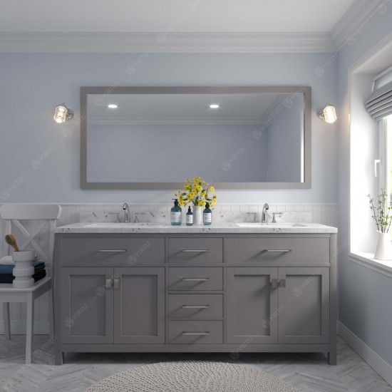 Caroline 72" Double Bath Vanity in Gray, Quartz Top, Sinks, MD-2072-CMRO-CG-002