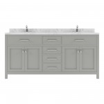 Caroline 72" Double Bath Vanity in Gray, Quartz Top, Sinks, MD-2072-CMRO-CG-NM