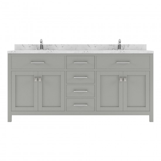 Caroline 72" Double Bath Vanity in Gray, Quartz Top, Sinks, MD-2072-CMRO-CG-NM