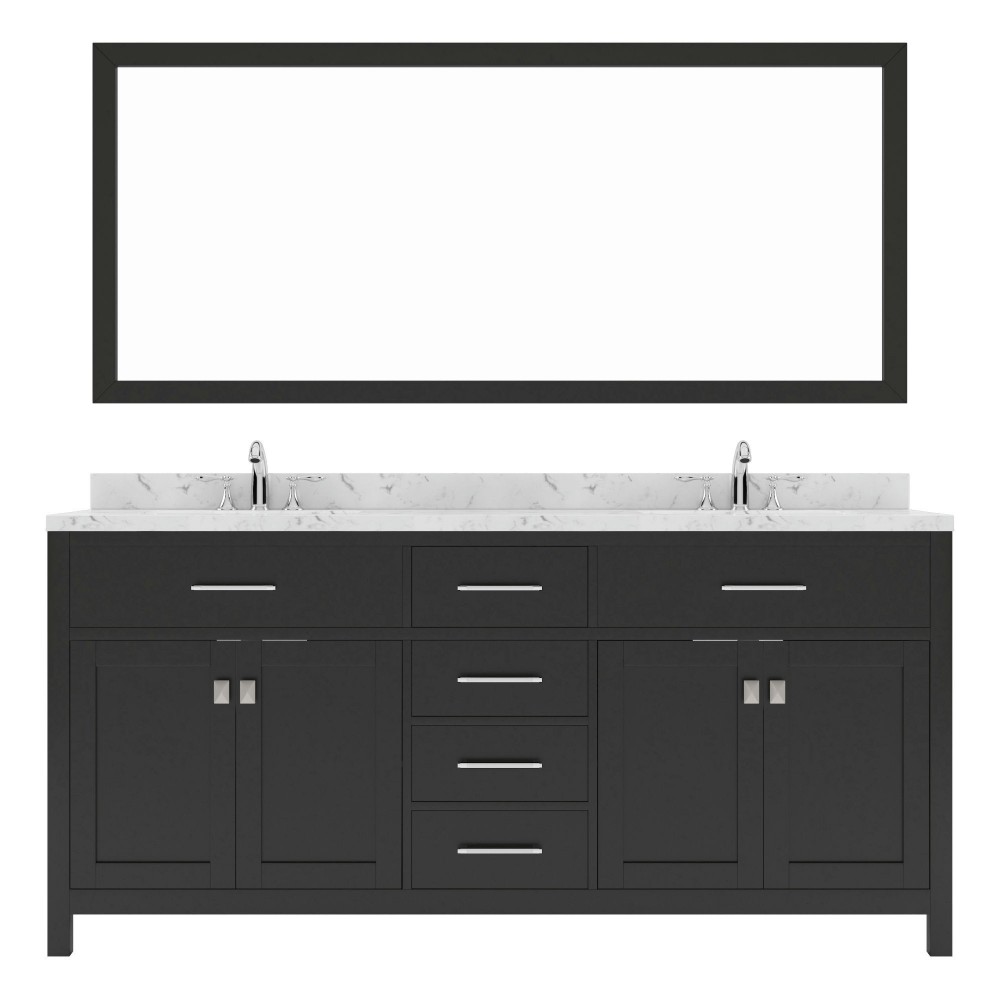 Caroline 72" Double Bath Vanity Espresso, Quartz Top, Sinks, MD-2072-CMRO-ES-002