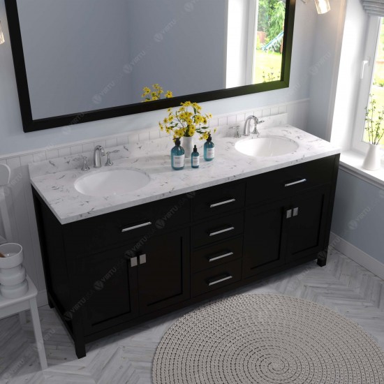 Caroline 72" Double Bath Vanity Espresso, Quartz Top, Sinks, MD-2072-CMRO-ES-002