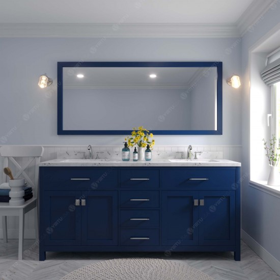 Caroline 72" Bath Vanity in French Blue, Quartz Top, Sinks, MD-2072-CMRO-FB