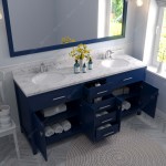 Caroline 72" Bath Vanity in French Blue, Quartz Top, Sinks, MD-2072-CMRO-FB