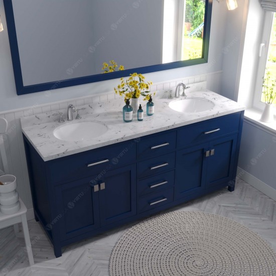 Caroline 72" Bath Vanity in French Blue, Quartz Top, Sinks, MD-2072-CMRO-FB-002