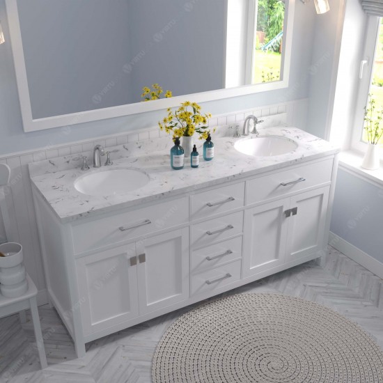 Caroline 72" Double Bath Vanity in White, Quartz Top, Sinks, MD-2072-CMRO-WH