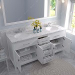 Caroline 72" Double Bath Vanity in White, Quartz Top, Sinks, MD-2072-CMRO-WH