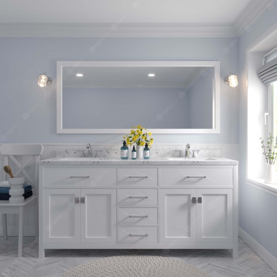 Caroline 72" Double Bath Vanity in White, Quartz Top, Sinks, MD-2072-CMRO-WH-001