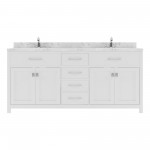 Caroline 72" Double Bath Vanity in White, Quartz Top, Sinks, MD-2072-CMRO-WH-NM