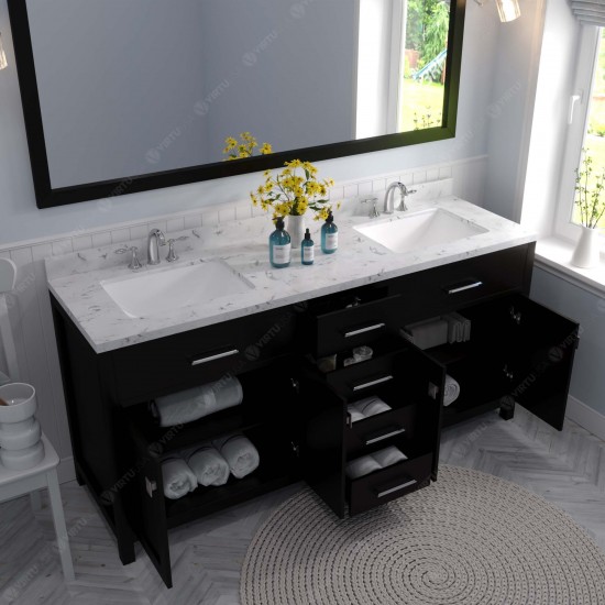 Caroline 72" Double Bath Vanity in Espresso, Quartz Top, Sinks, MD-2072-CMSQ-ES