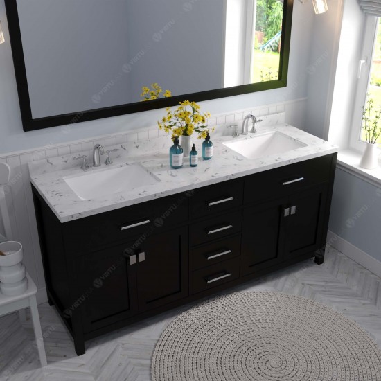 Caroline 72" Double Bath Vanity Espresso, Quartz Top, Sinks, MD-2072-CMSQ-ES-002