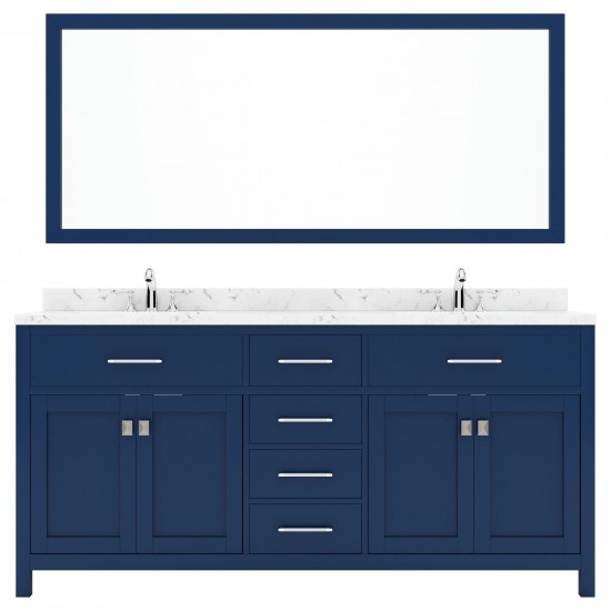 Caroline 72" Bath Vanity in French Blue, Quartz Top, Sinks, MD-2072-CMSQ-FB-002