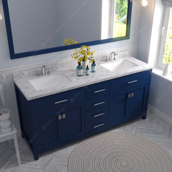 Caroline 72" Bath Vanity in French Blue, Quartz Top, Sinks, MD-2072-CMSQ-FB-002