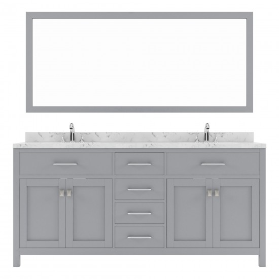 Caroline 72" Double Bath Vanity in Gray, Quartz Top, Sinks, MD-2072-CMSQ-GR-001