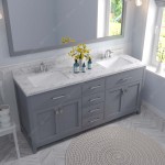 Caroline 72" Double Bath Vanity in Gray, Quartz Top, Sinks, MD-2072-CMSQ-GR-001