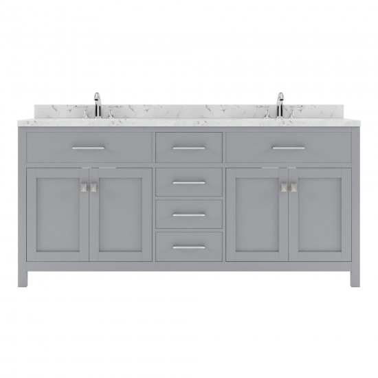 Caroline 72" Double Bath Vanity in Gray, Quartz Top, Sinks, MD-2072-CMSQ-GR-NM