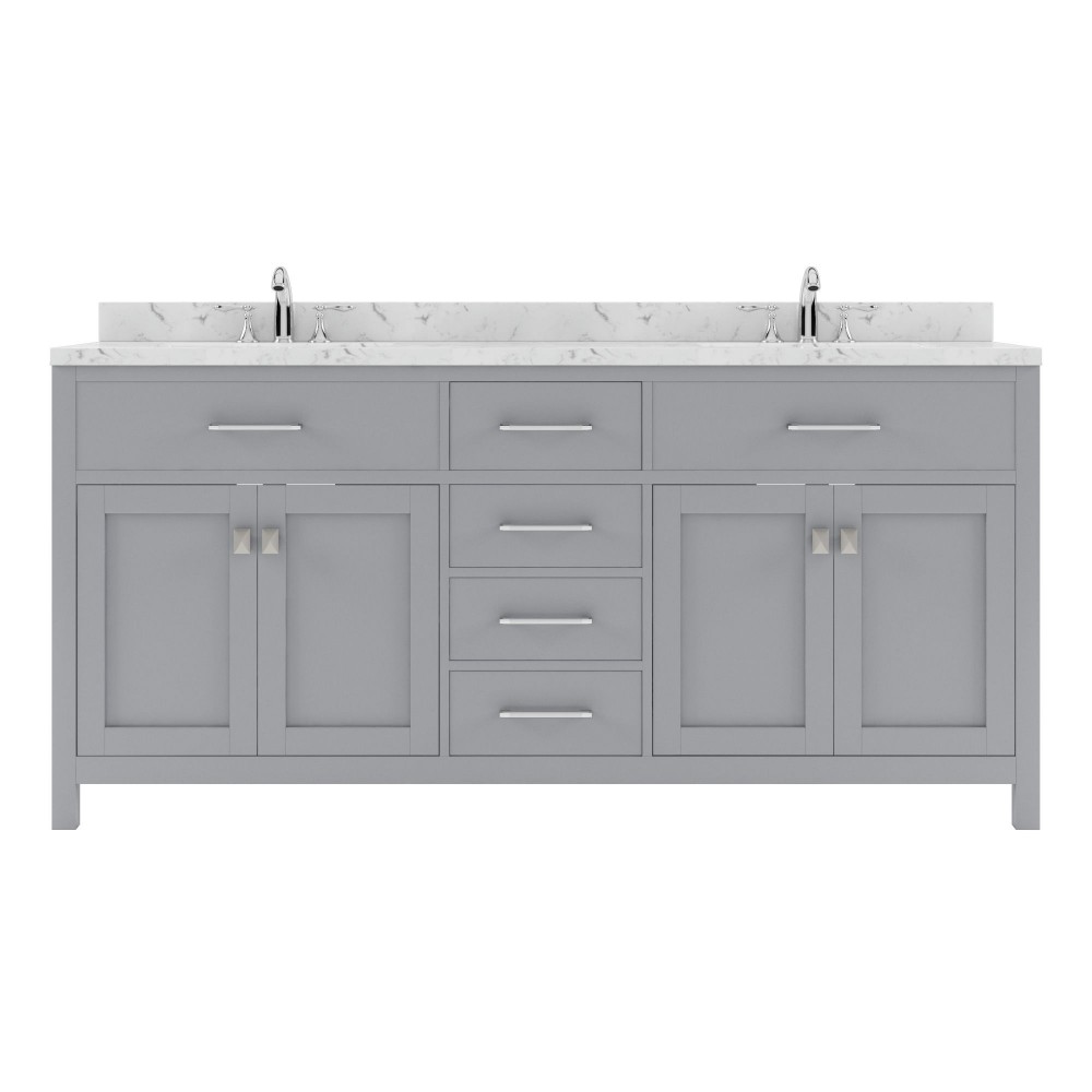 Caroline 72" Double Bath Vanity in Gray, Quartz Top, Sinks, MD-2072-CMSQ-GR-NM