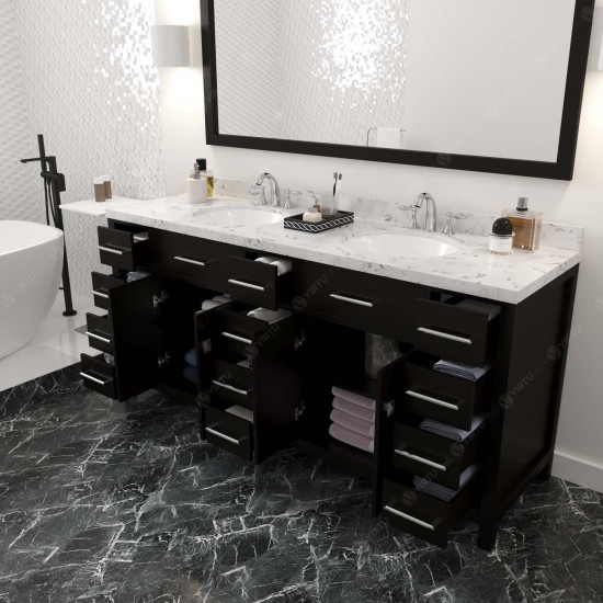 Caroline Parkway 72" Bath Vanity in Espresso, Quartz Top, Sinks, MD-2172-CMRO-ES