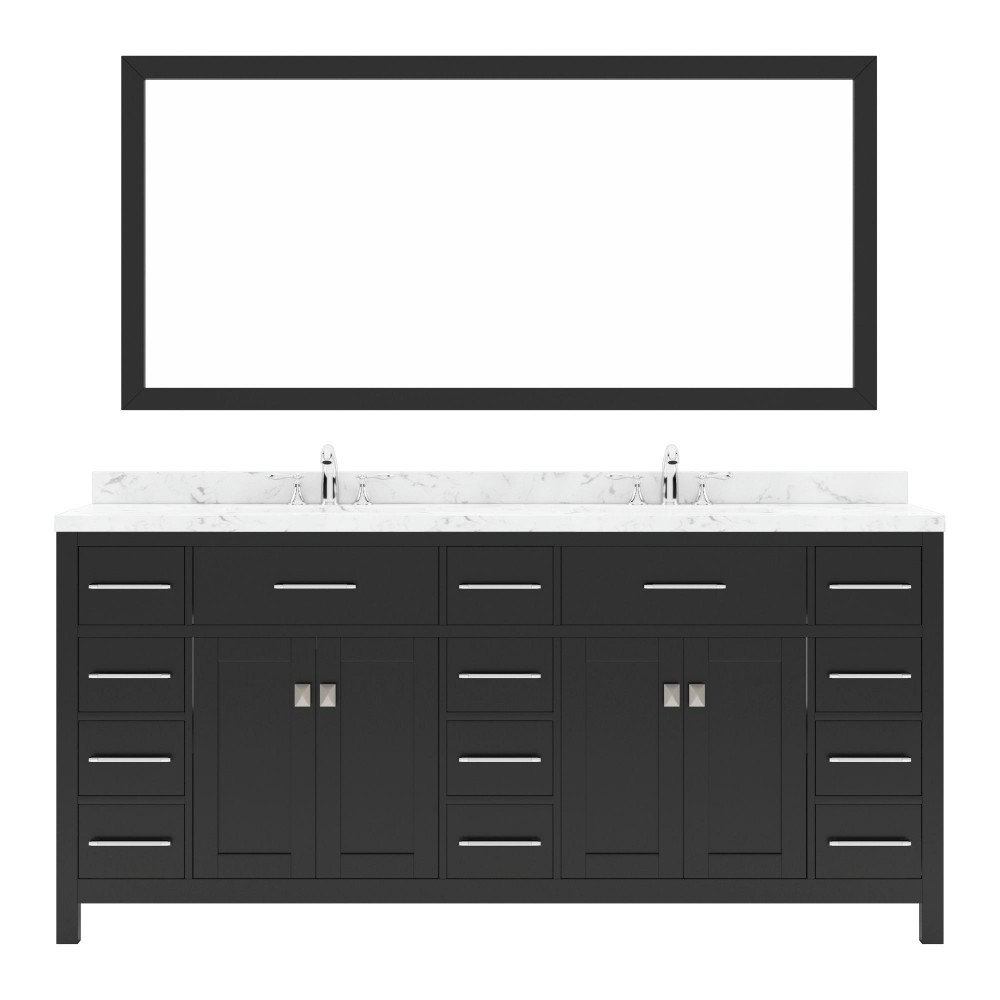 Caroline Parkway 72" Bath Vanity Espresso Quartz Top, Sinks, MD-2172-CMRO-ES-001