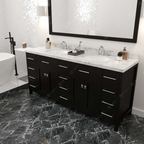 Caroline Parkway 72" Bath Vanity Espresso Quartz Top, Sinks, MD-2172-CMRO-ES-001