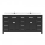 Caroline Parkway 72" Bath Vanity Espresso, Quartz Top, Sinks, MD-2172-CMRO-ES-NM