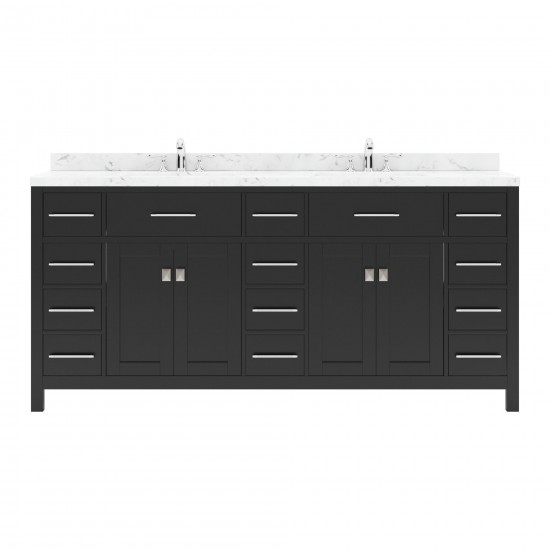 Caroline Parkway 72" Bath Vanity Espresso, Quartz Top, Sinks, MD-2172-CMRO-ES-NM