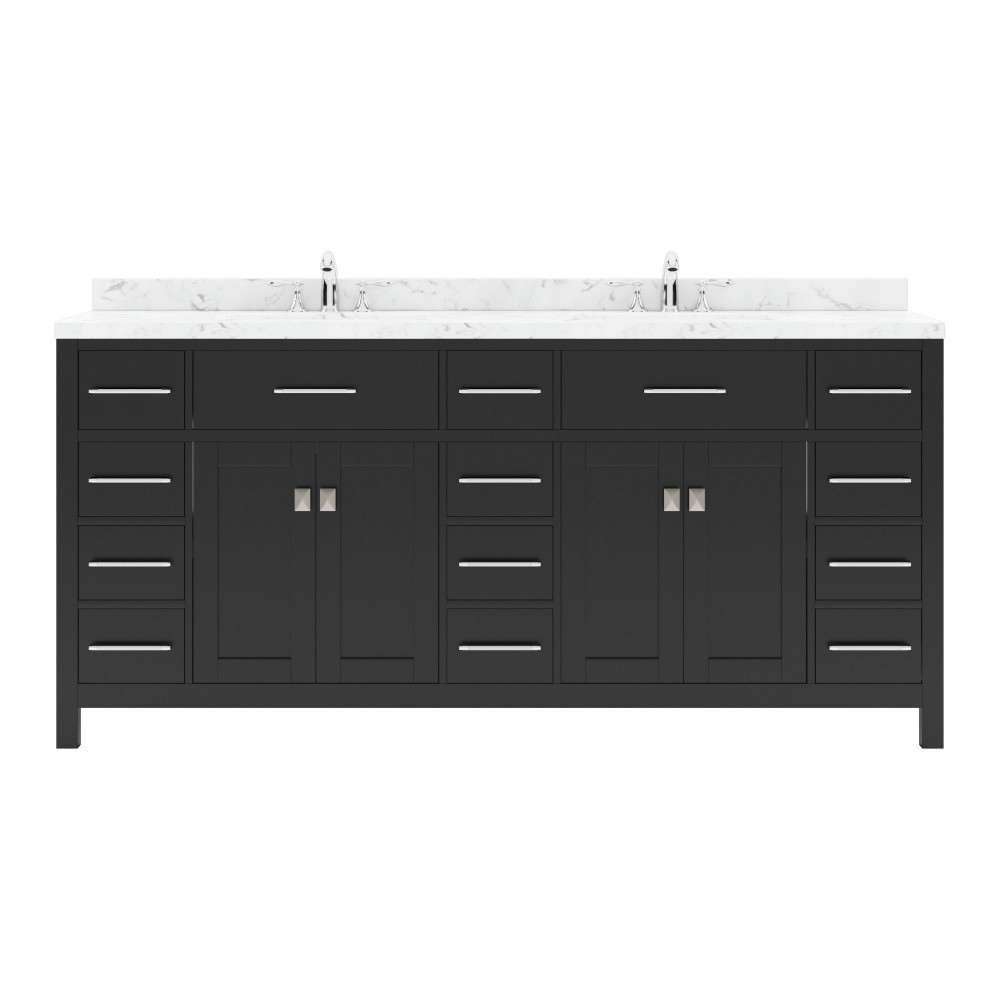 Caroline Parkway 72" Bath Vanity Espresso, Quartz Top, Sinks, MD-2172-CMRO-ES-NM