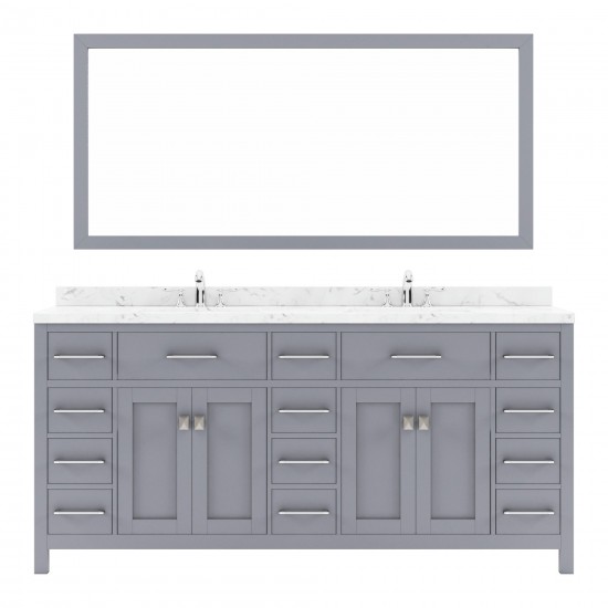 Caroline Parkway 72" Bath Vanity in Gray, Quartz Top, Sinks, MD-2172-CMRO-GR-002