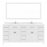 Caroline Parkway 72" Bath Vanity White, Quartz Top, Sinks, MD-2172-CMRO-WH-001