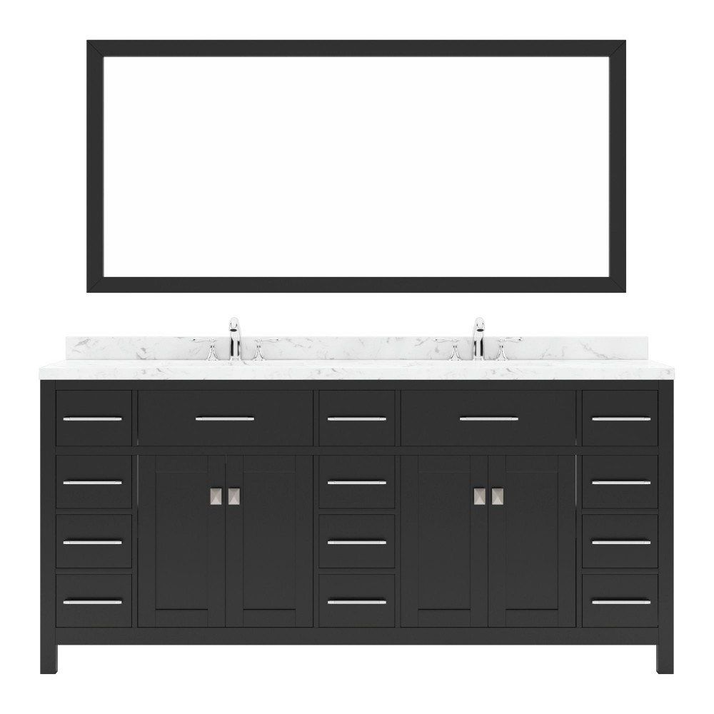 Caroline Parkway 72" Bath Vanity Espresso Quartz Top, Sinks, MD-2172-CMSQ-ES-001