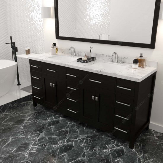 Caroline Parkway 72" Bath Vanity Espresso Quartz Top, Sinks, MD-2172-CMSQ-ES-001