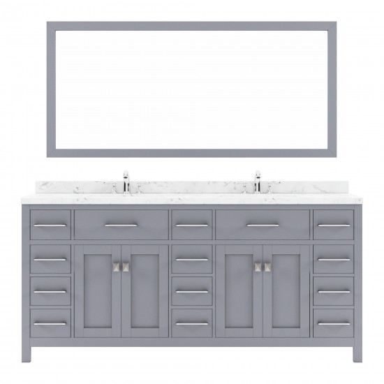 Caroline Parkway 72" Bath Vanity in Gray, Quartz Top, Sinks, MD-2172-CMSQ-GR